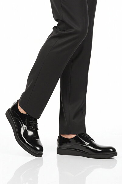 Aspor Black Patent Leather Genuine Leather Men's Classic Shoes