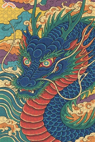 Esranın Dünyası The Roar of the Dragon Oil Painting Look Wooden Puzzle with D...