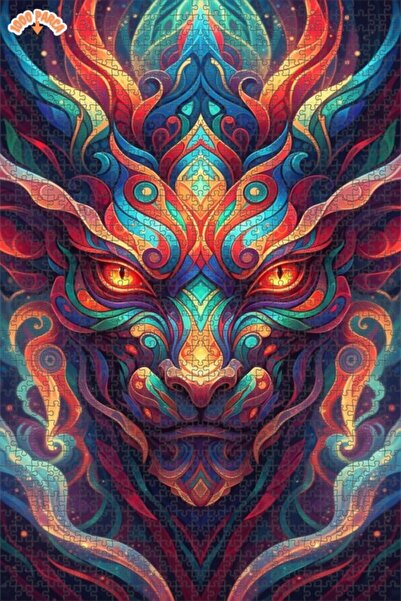 Esranın Dünyası Colorful Art with a Mysterious Dragon Look Wooden Puzzle with...