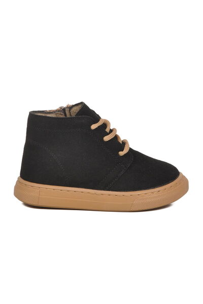 Aspor Black Suede Lace-Up Zippered Baby Boy Boots