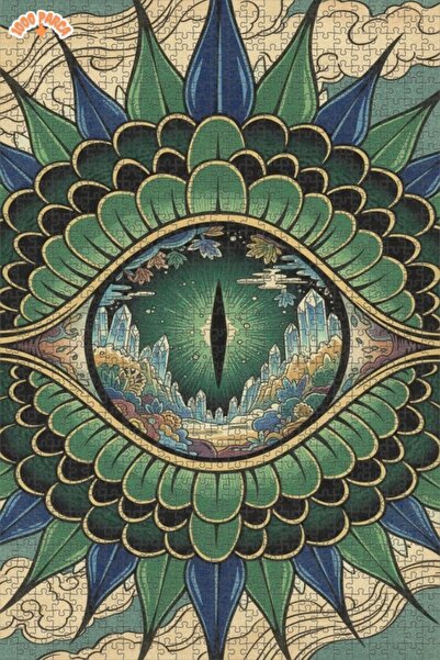 Esranın Dünyası Mysterious Eye Crystal World Oil Painting Lookalike Double-La...