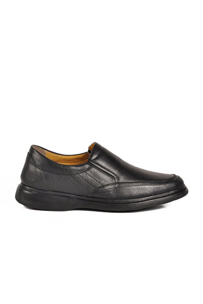 Aspor Black Genuine Leather Large Size Men's Casual Shoes