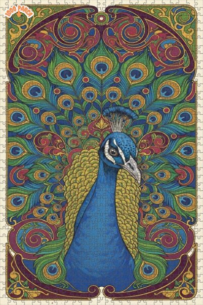 Esranın Dünyası Majestic Peacock Oil Painting Lookalike Wooden Puzzle 1000 Pi...