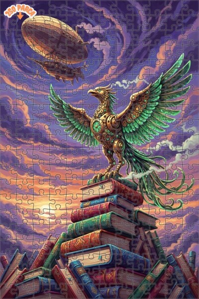 Esranın Dünyası لغز خشبي ميكانيكي على شكل طائر الفينيق وسفينة هوائية مزدوج ال...