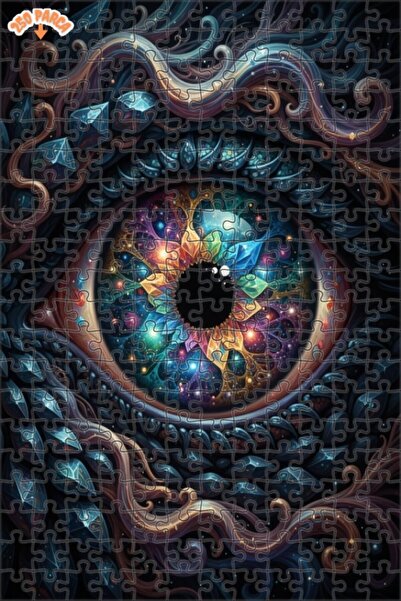 Esranın Dünyası لوحة فنية تجريدية بمظهر الطلاء الزيتي لعين الكون، لغز خشبي مك...