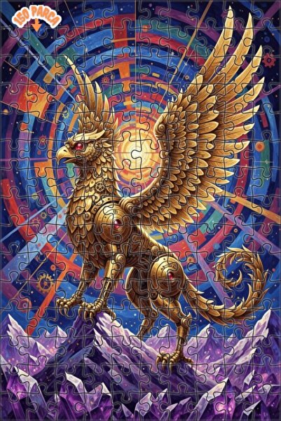 Esranın Dünyası لوحة خشبية ميكانيكية ذهبية اللون بتصميم غريفين مزدوج الطبقات ...