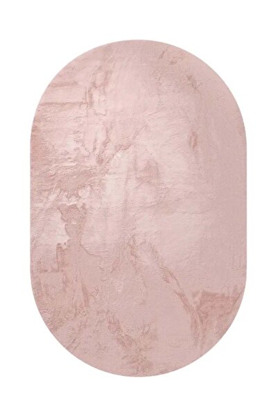 Turkrugs Velora Serisi Pembe Oval Tavşan Peluş Halı – Ultra Yumuşak Kaymaz Ta...