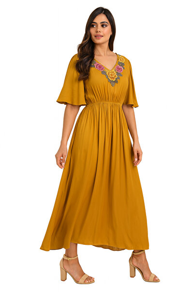 FOR WOMEN Floral Embroidered Maxi Dress