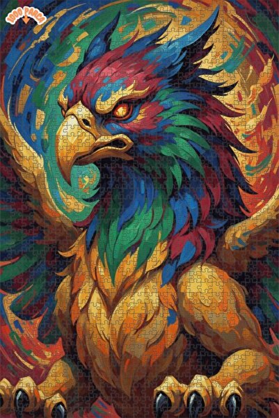 Esranın Dünyası Majestic Colorful Eagle Monumental Oil Painting Double-Layer ...
