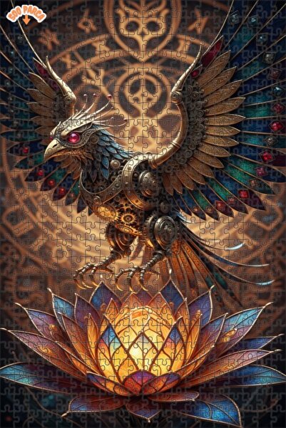 Esranın Dünyası لغز خشبي ميكانيكي على شكل زهرة الفينيق مكون من مزدوج الطبقات ...