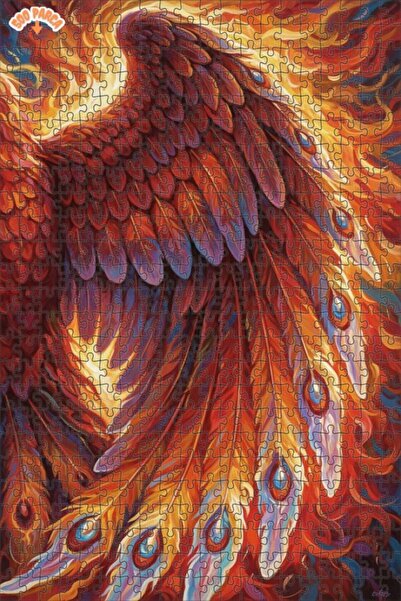 Esranın Dünyası Flame Wings Oil Painting Look Wooden Puzzle 500 Pieces 50X30