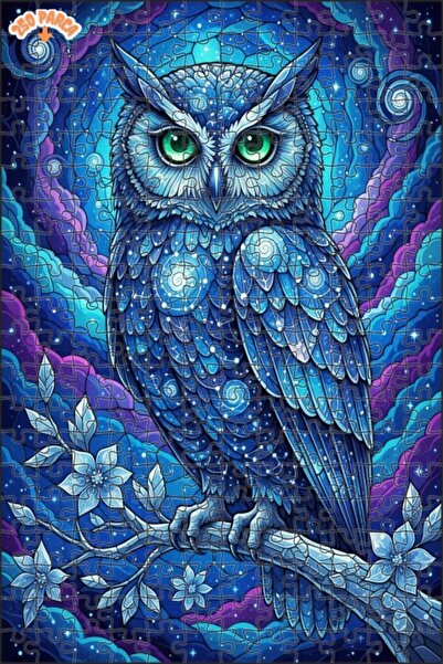 Esranın Dünyası Mysterious Night Owl Glass Mosaic Look Wooden Puzzle 250 Piec...