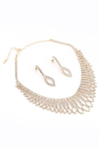 byozanyılmaz Complete Stone-Engraved Design Necklace and Earring Set