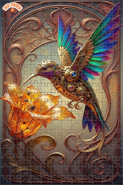 Esranın Dünyası Golden Mechanical Hummingbird Double-Layer Framed Wooden Puzz...