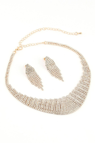 byozanyılmaz Complete Gems-Engraved Design Pendant Earring Set