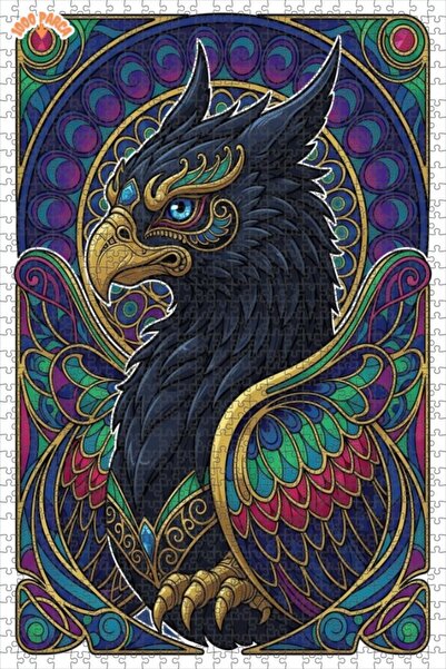Esranın Dünyası Mysterious Griffin Art Printed Double-Layer Framed Wooden Puz...