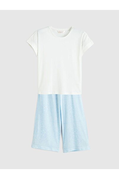 LC Waikiki Crew Neck Patterned Women's Capri Pajama Set