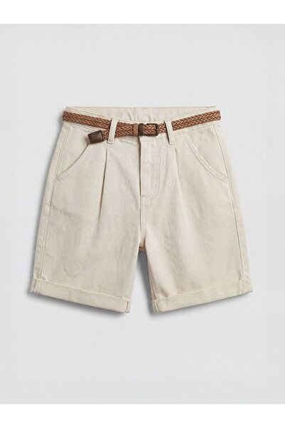 LC Waikiki Kemerli Regular Fit Erkek Çocuk Gabardin Şort