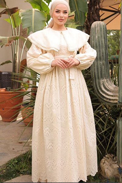 Safgiyim44 Cape Collar Lace Detail Dress