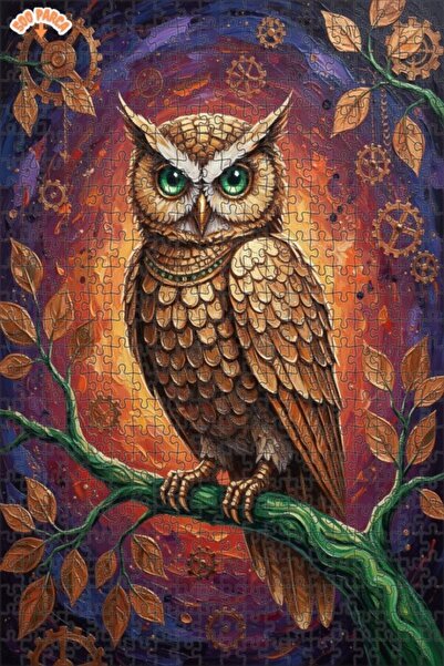 Esranın Dünyası Steampunk Art of the Mysterious Owl Double-Layer Framed Woode...