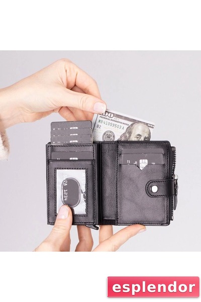 esplendor Rhodes Genuine Leather, Handmade, Pop-Up Card Holder Wallet, Glossy...