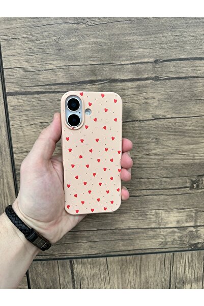 YZGOLDEN غطاء هاتف متوافق مع آيفون 16 مطبوع عليه قلوب صغيرة مخملية