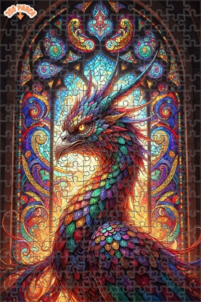 Esranın Dünyası طائر زجاجي ملون مزين بالريش من فانتاستيك كرياتشر، أحجية خشبية...