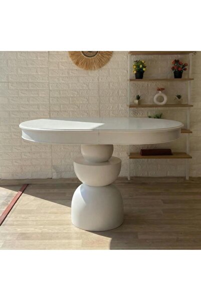 silla Boğum Ayaklı Masa Ahşap Oval Beyaz Renkli Açılır Masa (BOY 80 CM/EN 120...