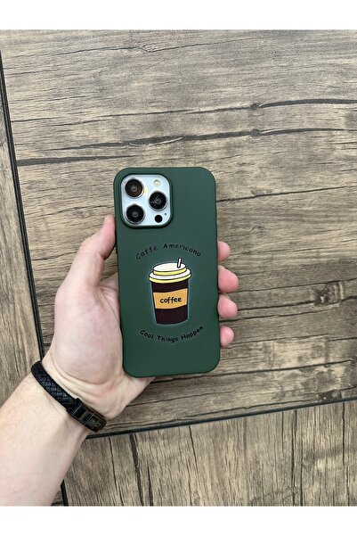 YZGOLDEN غطاء هاتف متوافق مع آيفون 16 برو، مطبوع عليه قهوة فيلفيت