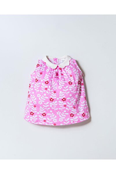 U.S. Polo Assn. فستان بناتي منسوج 100% قطن إنترلوك بنقشة زهور فستان صيفي للأطفال