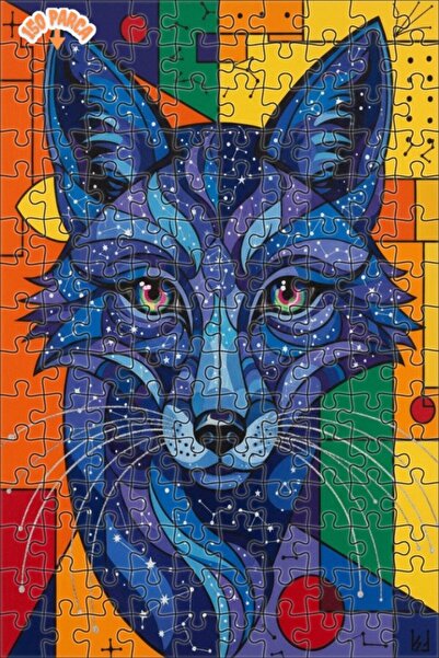 Esranın Dünyası Cosmic Fox Watercolor Art Double-Layer Framed Wooden Puzzle 1...