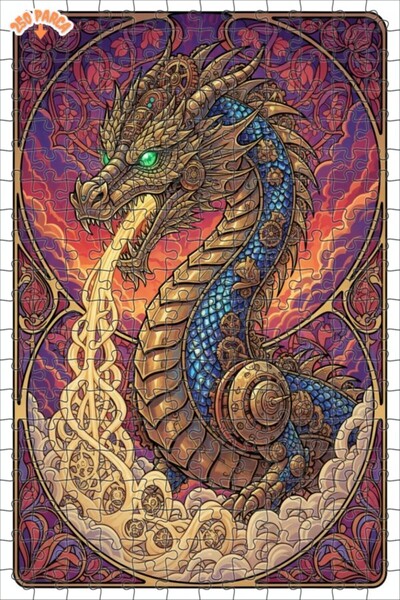 Esranın Dünyası Steam Dragon Art Double Layer Framed Wooden Puzzle 250 Pieces...