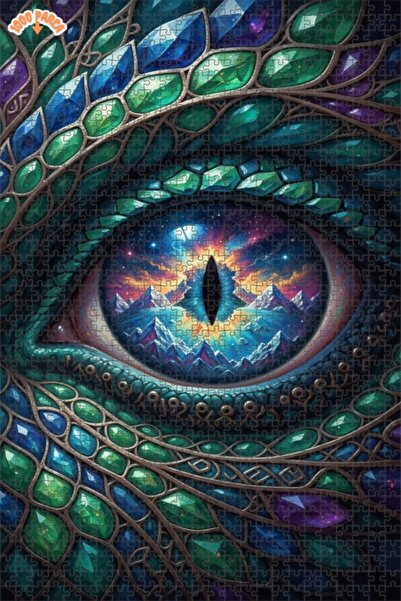 Esranın Dünyası Mysterious Dragon Eye Watercolor Look Wooden Puzzle 1000 Piec...