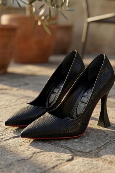 beelleshoe Pixel Black Women's Comfortable Heeled New Fashion Style Stylish S...