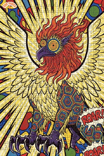 Esranın Dünyası Comic Style Creature Patterned Double-Layer Framed Wooden Puz...