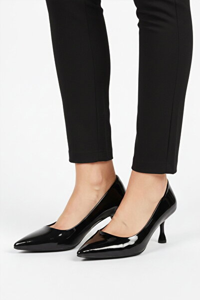 Aspor Black Patent Leather Women's Heeled Shoes