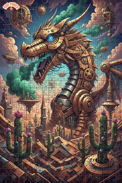 Esranın Dünyası لغز خشبي بإطار مزدوج الطبقات على شكل تنين ستيمبانك 500 قطعة 5...