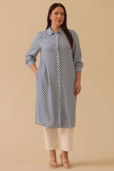 Rain and River Plus Size Patterned Pocketed Tunic