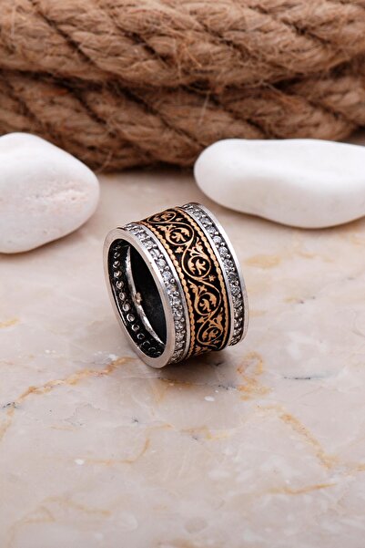 Sümer Telkari Tasarım Elişi Taşlı Gümüş Kadın Alyans 35