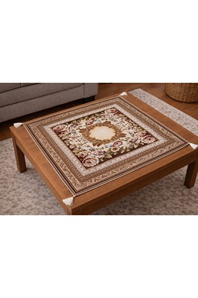 Yeshome Collection Royal Blossom 95x95 Goblen Sehpa ve Fiskos Örtüsü