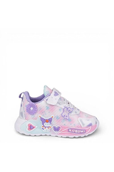 kuromi 726 Orthopedic Girl's White/Lilac Lighted Comfortable Shoes Sneakers