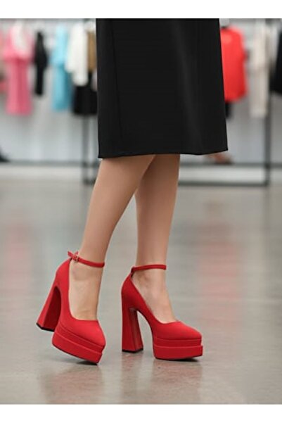 Tarz Topuklar Rigelssss Red Suede Double Platform Special Design Women's Shoes