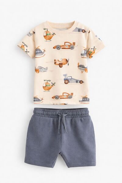 Next Baby Cotton Lu Printed Short Sleeve Top and Bottom Set