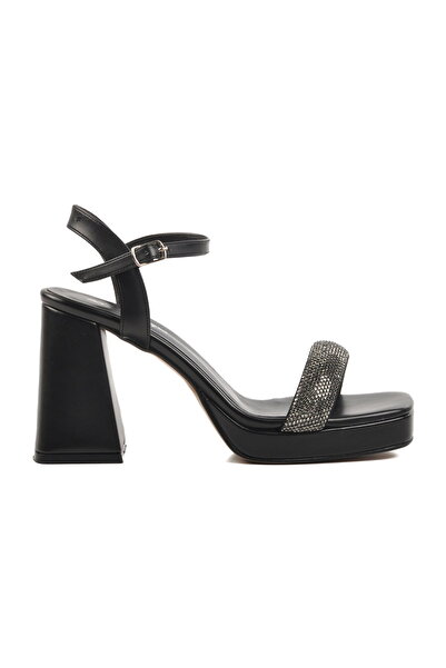 Aspor Black Platform Heel Women's Heeled Sandals