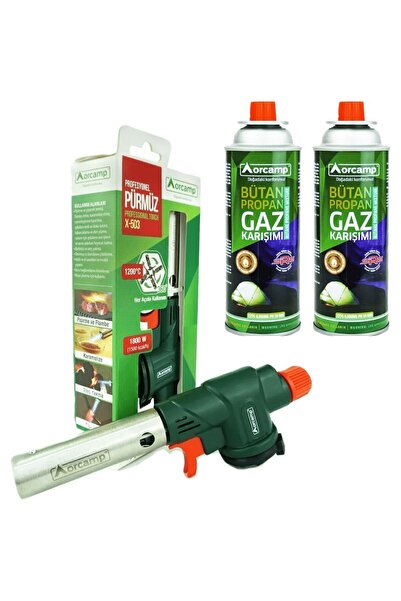 Orcamp Profesyonel Pürmüz Başlık ve 2 Adet 227 Gram Gaz Kartuş Seti