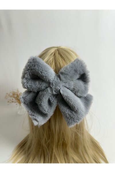 MegssStore Gray Plush Bow Automatic Buckle