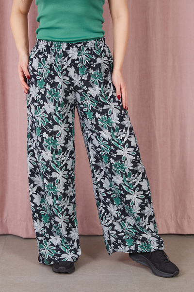 zenne Floral Print Wide-Leg Trousers Green