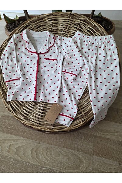 By Murat Bebe طقم بيجامة للفتيات من ليتل هارت مطبوع مكون من قطن قطع مريح للنوم