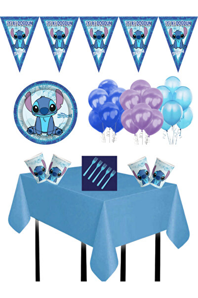 Parti Furyası Stitch 8 Kişilik Doğum Günü Parti Seti – Tabak Bardak Peçete Ba...