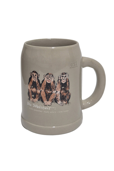 Hasyılmaz Vintage Tankart 3 German Beer Glasses with Monkey Figures 13cm